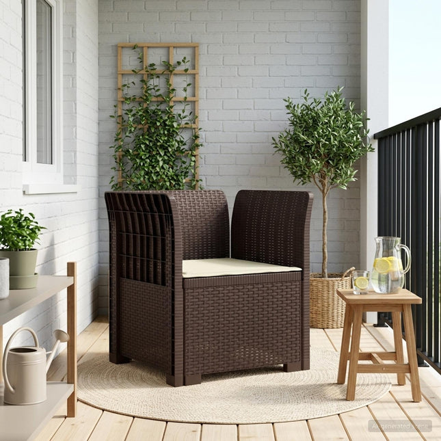1-personers Lænestol med Pude Rattan Look PP Brun