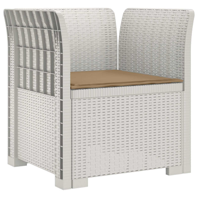 1-personers Lænestol med Pude Rattan Look PP Hvid