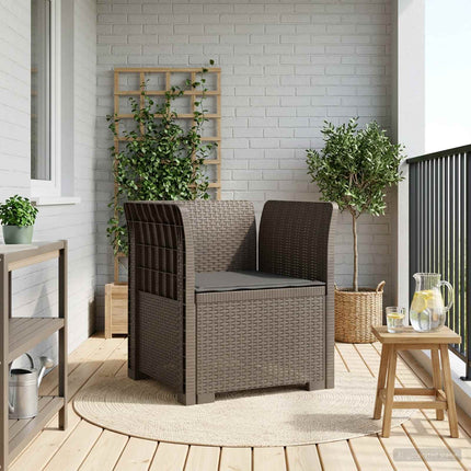 1-personers Lænestol med Pude Rattan Look PP Lysegrå