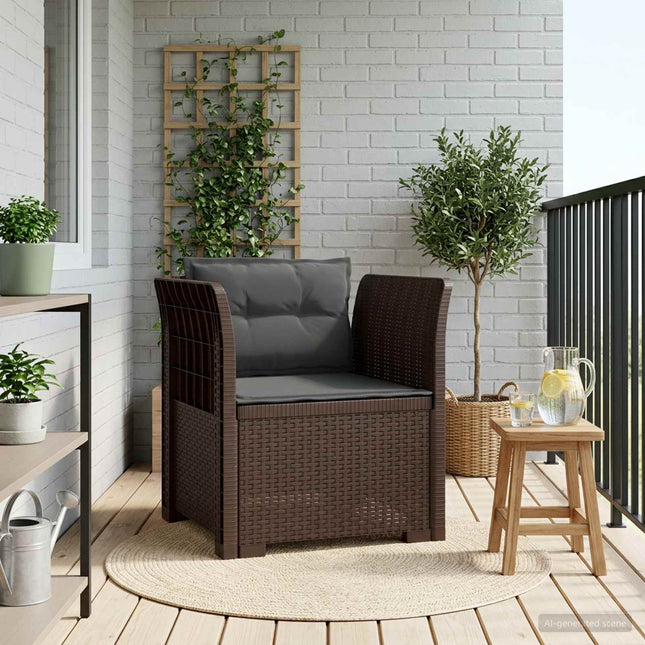 1-personers Lænestol med Pudefyld Rattan Look PP Brun