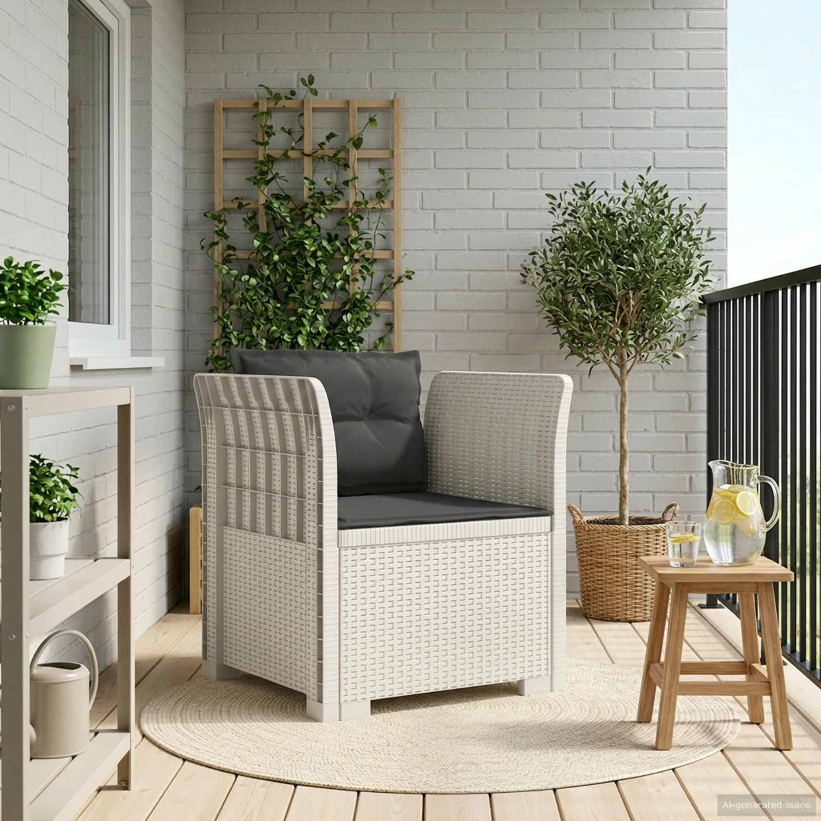 1-personers Lænestol med Pudefyld Rattan Look PP
