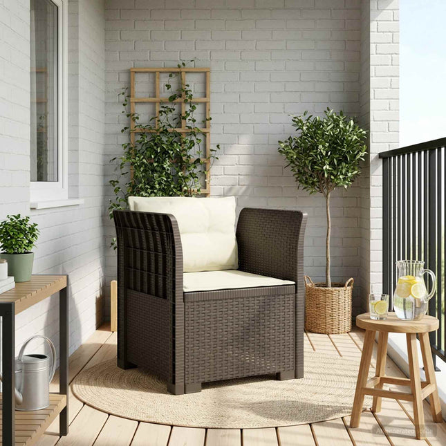 1-personers Lænestol med Pudefyld Rattan Look PP Lysegrå