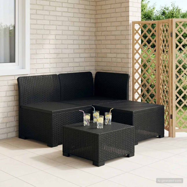 3-personers Havemøbel Sofa Rattan Look PP Antracit