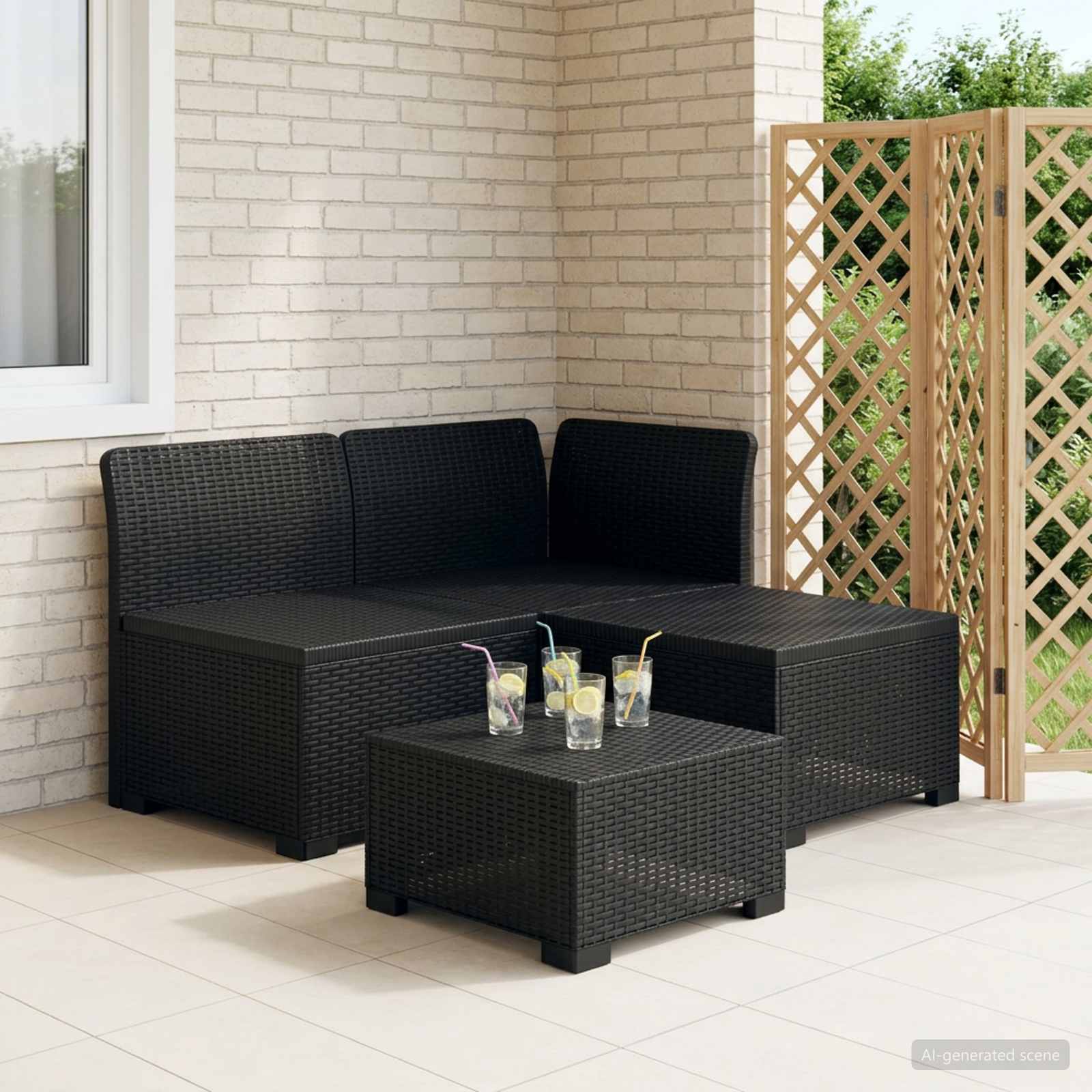 vidaXL 3-personers Havemøbel Sofa Rattan Look PP Antracit