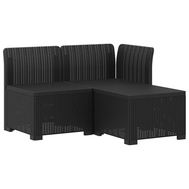 3-personers Havemøbel Sofa Rattan Look PP Antracit
