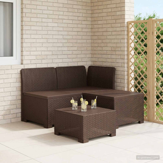 3-personers Havemøbel Sofa Rattan Look PP Brun