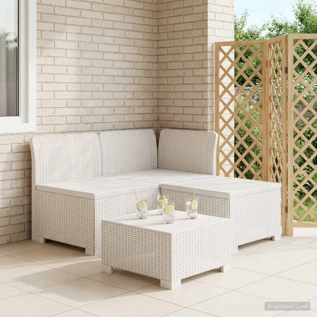 3-personers Havemøbel Sofa Rattan Look PP Hvid