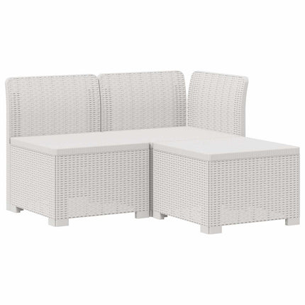 3-personers Havemøbel Sofa Rattan Look PP Hvid