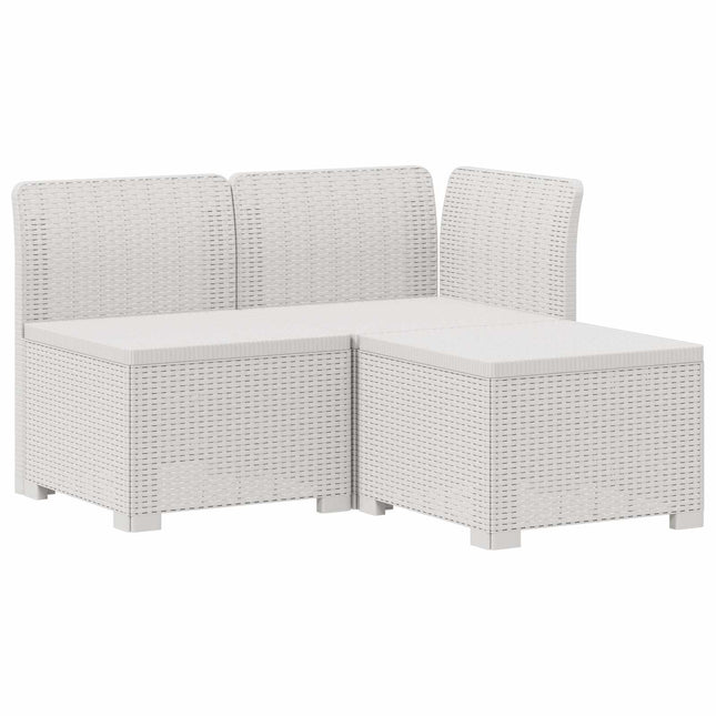 3-personers Havemøbel Sofa Rattan Look PP Hvid