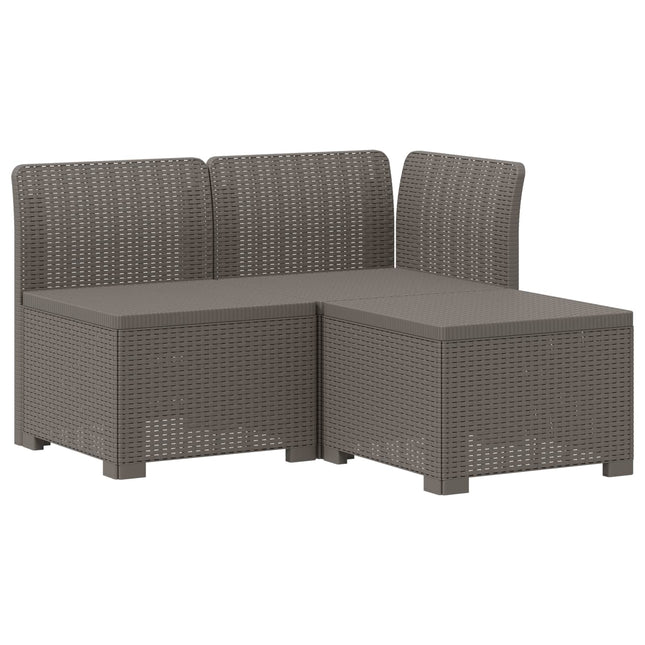 3-personers Havemøbel Sofa Rattan Look PP Lysegrå