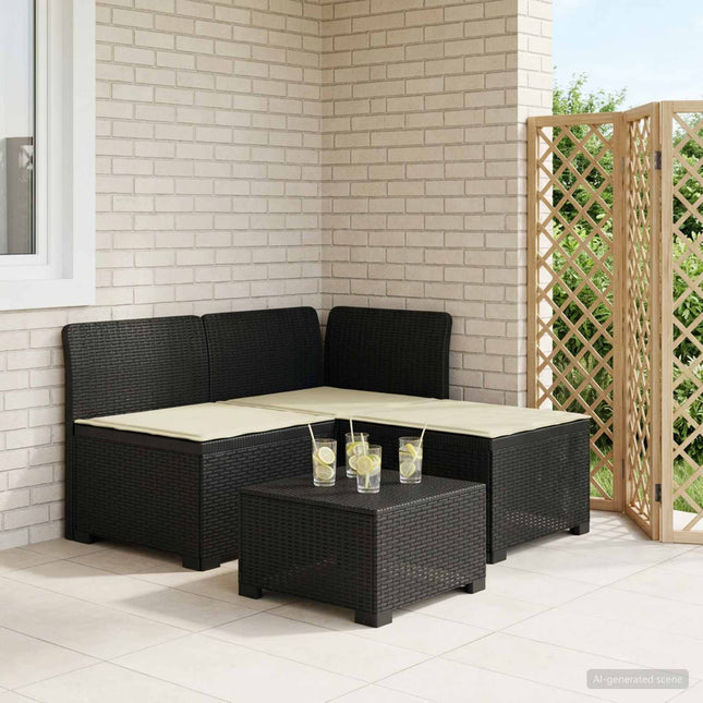 3-personers havensofa med puder i rattanlook PP Antracit