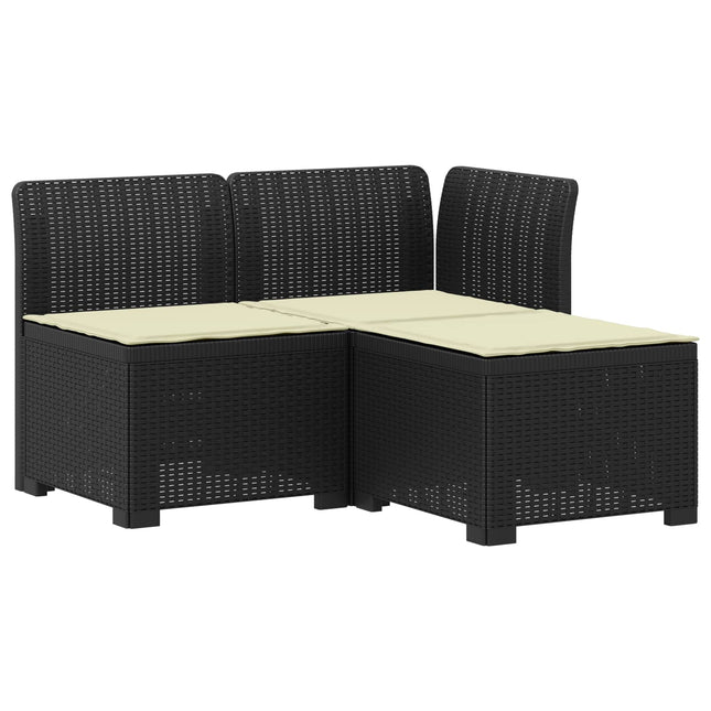 3-personers havensofa med puder i rattanlook PP Antracit