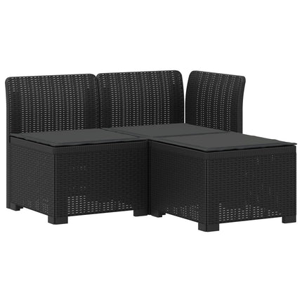 3-personers havensofa med puder i rattanlook PP Antracit