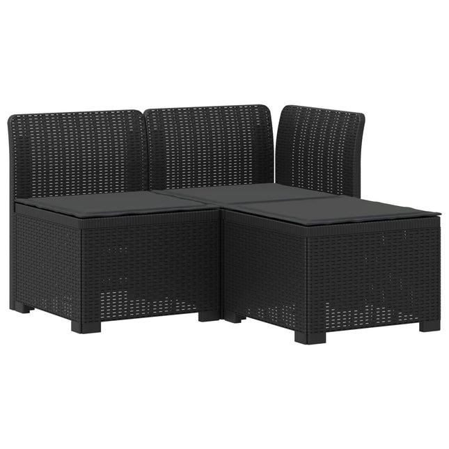 3-personers havensofa med puder i rattanlook PP Antracit