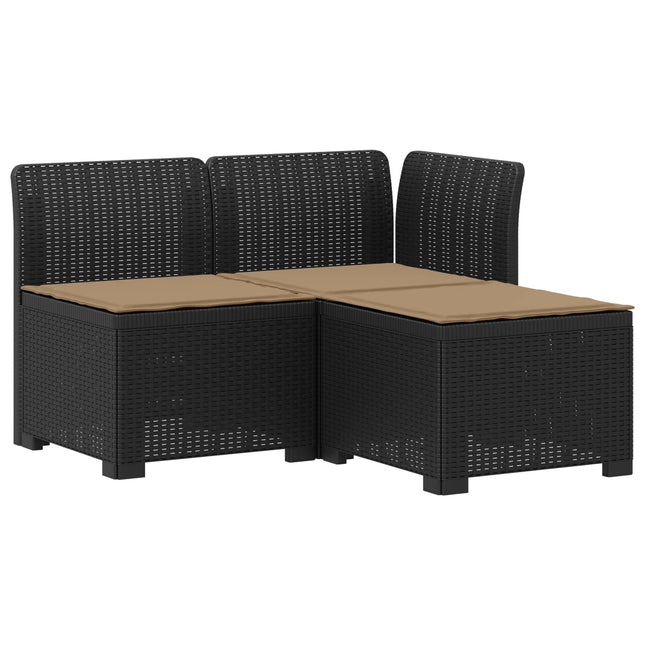 3-personers havensofa med puder i rattanlook PP Antracit