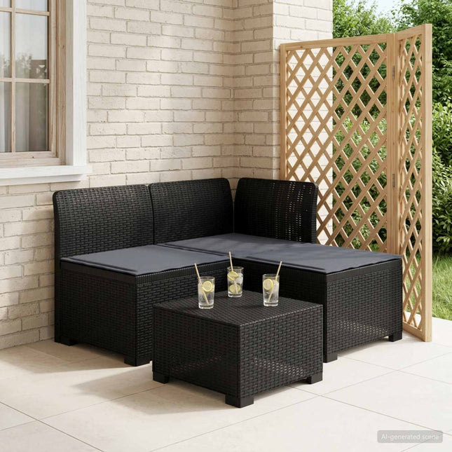 3-personers havensofa med puder i rattanlook PP Antracit