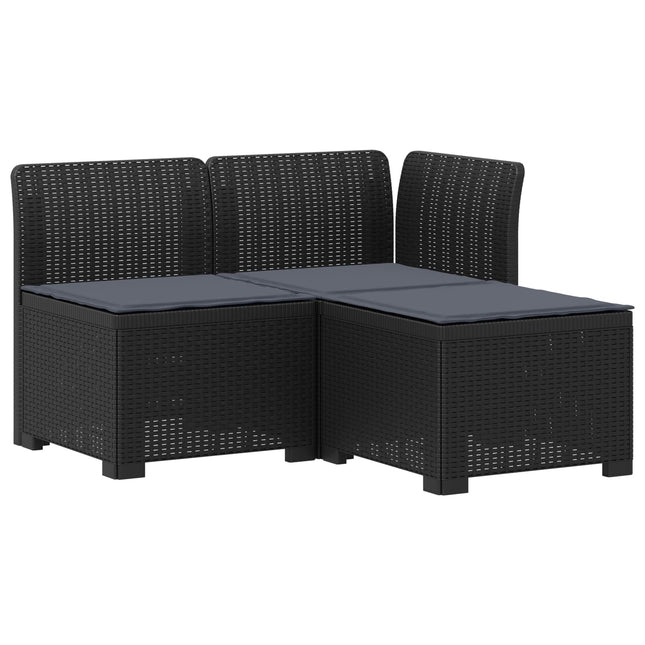 3-personers havensofa med puder i rattanlook PP Antracit