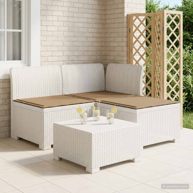 3-personers havensofa med puder i rattanlook PP Hvid