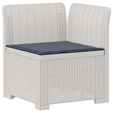 3-personers havensofa med puder i rattanlook PP Hvid