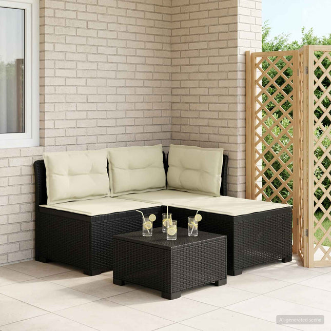 3-personers havensofa med puder i rattanlook PP Antracit