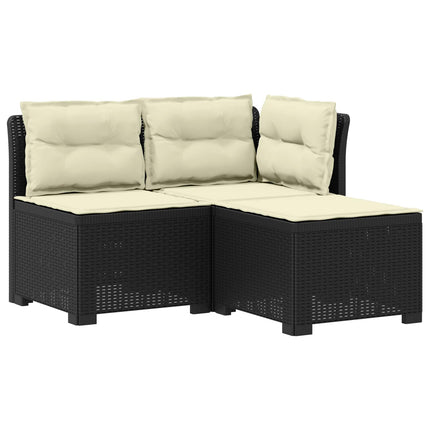 3-personers havensofa med puder i rattanlook PP Antracit