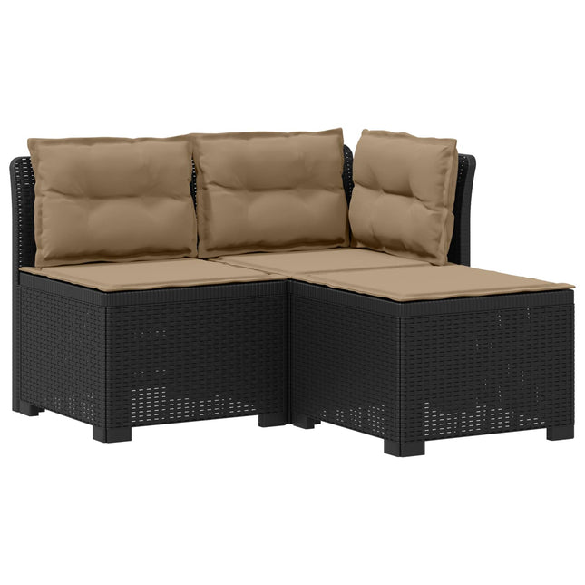 3-personers havensofa med puder i rattanlook PP Antracit