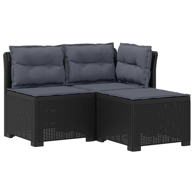 3-personers havensofa med puder i rattanlook PP Antracit