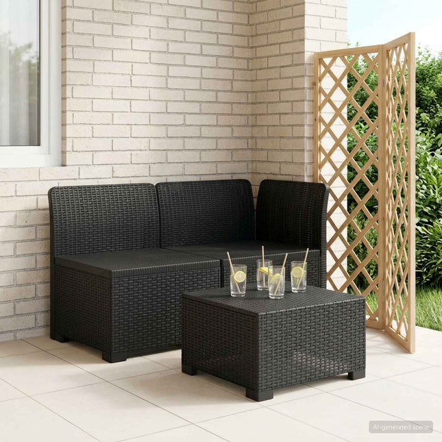 2-personers Havemøbelsofa Rattan Look PP Antracit