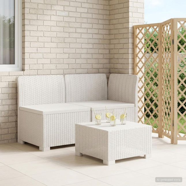 2-personers Havemøbelsofa Rattan Look PP Hvid