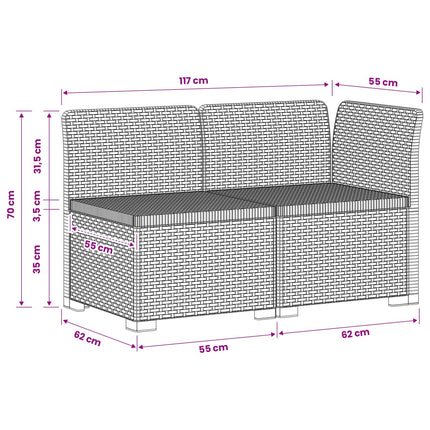 2-personers Havemøbelsofa Rattan Look PP Lysegrå