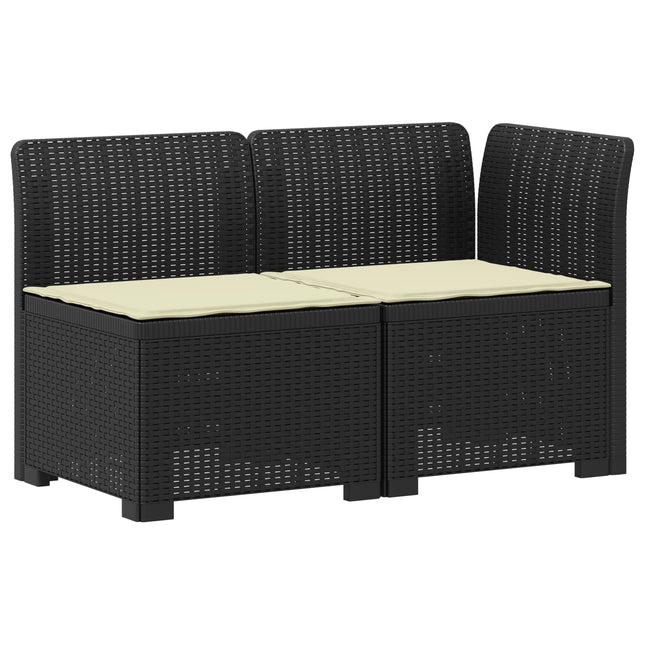 2-personers Havemøbelsofa med Pudefyld Rattan Look PP Antracit