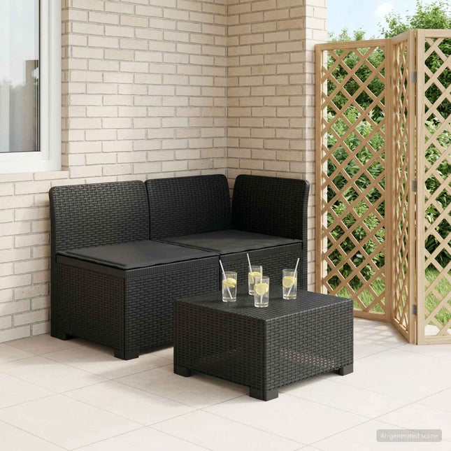 2-personers Havemøbelsofa med Pudefyld Rattan Look PP Antracit