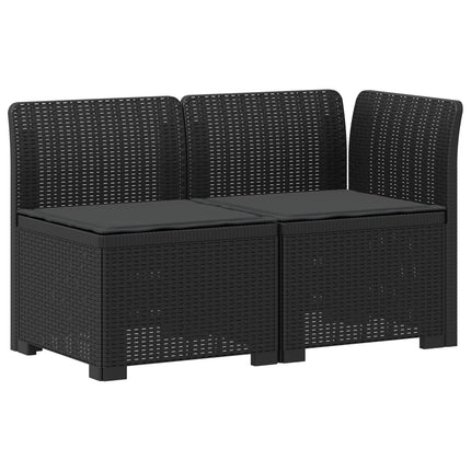 2-personers Havemøbelsofa med Pudefyld Rattan Look PP Antracit