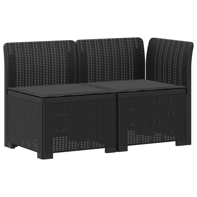 2-personers Havemøbelsofa med Pudefyld Rattan Look PP Antracit