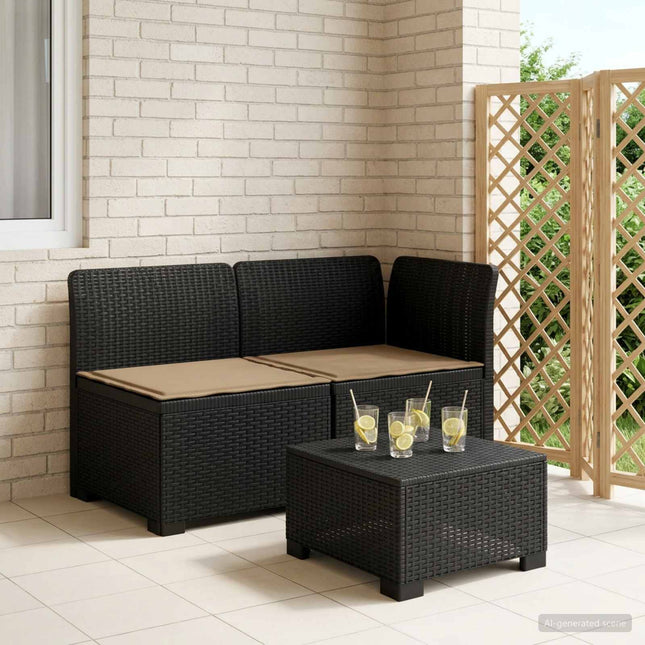 2-personers Havemøbelsofa med Pudefyld Rattan Look PP Antracit