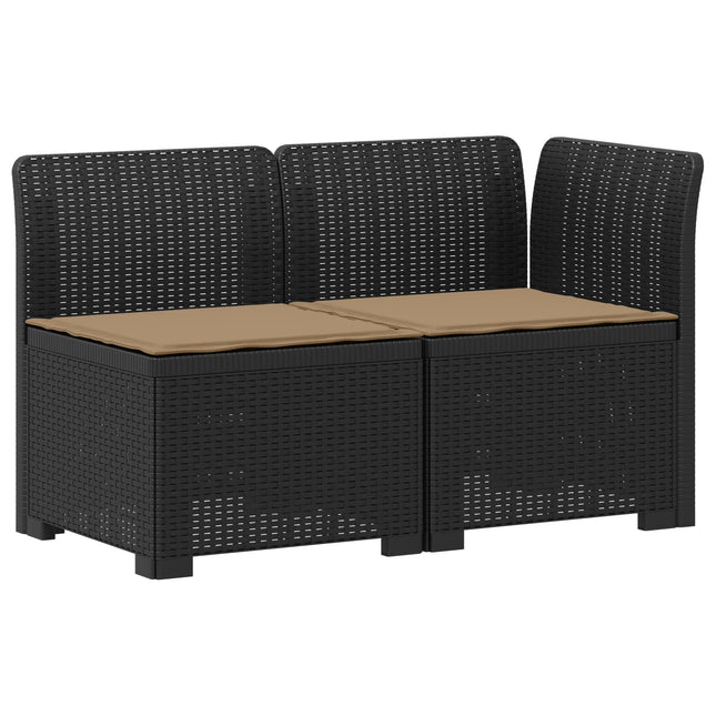2-personers Havemøbelsofa med Pudefyld Rattan Look PP Antracit