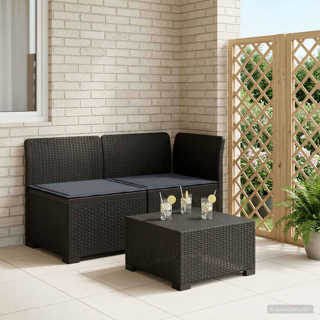2-personers Havemøbelsofa med Pudefyld Rattan Look PP Antracit