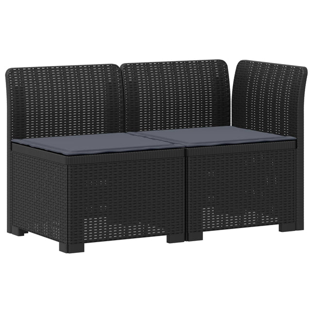 2-personers Havemøbelsofa med Pudefyld Rattan Look PP Antracit