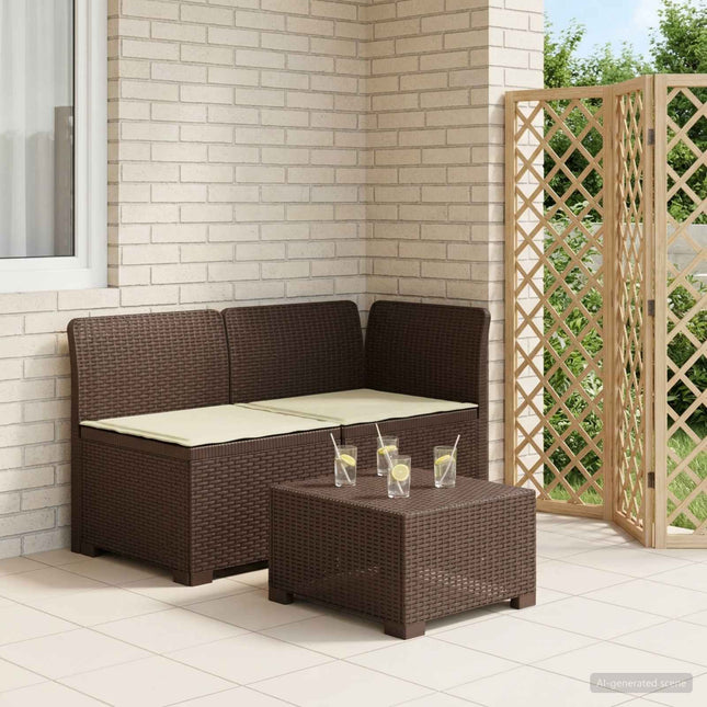 2-personers Havemøbelsofa med Pudefyld Rattan Look PP Brun