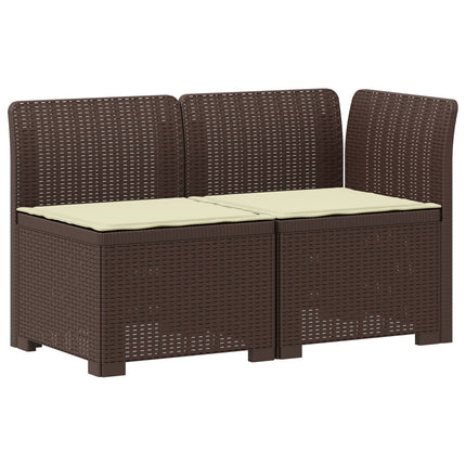 2-personers Havemøbelsofa med Pudefyld Rattan Look PP Brun