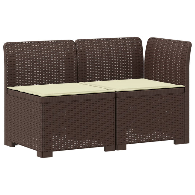 2-personers Havemøbelsofa med Pudefyld Rattan Look PP Brun