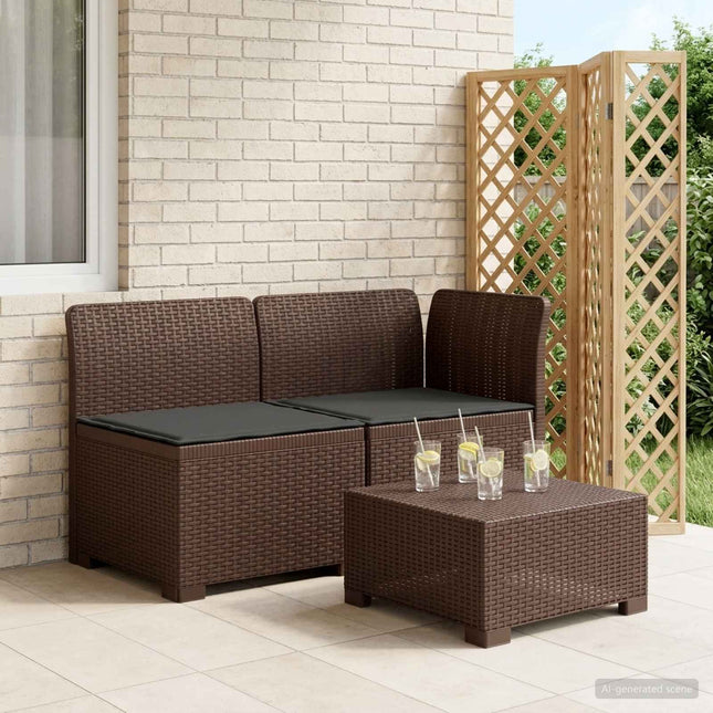 2-personers Havemøbelsofa med Pudefyld Rattan Look PP Brun