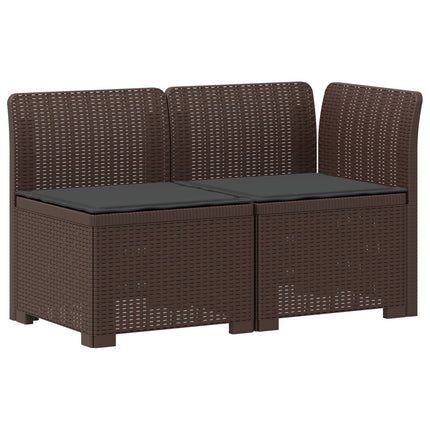 2-personers Havemøbelsofa med Pudefyld Rattan Look PP Brun