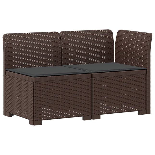 2-personers Havemøbelsofa med Pudefyld Rattan Look PP Brun