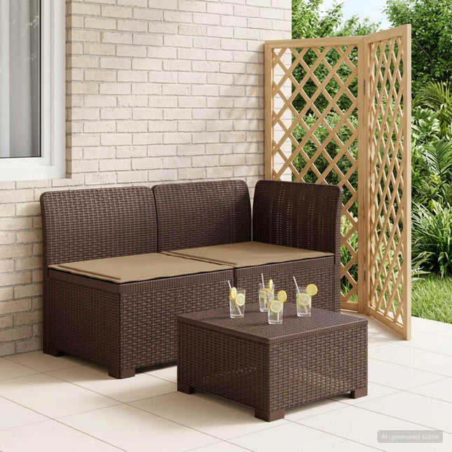 2-personers Havemøbelsofa med Pudefyld Rattan Look PP Brun