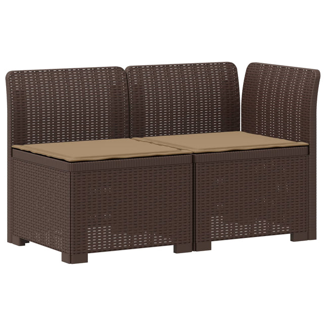 2-personers Havemøbelsofa med Pudefyld Rattan Look PP Brun