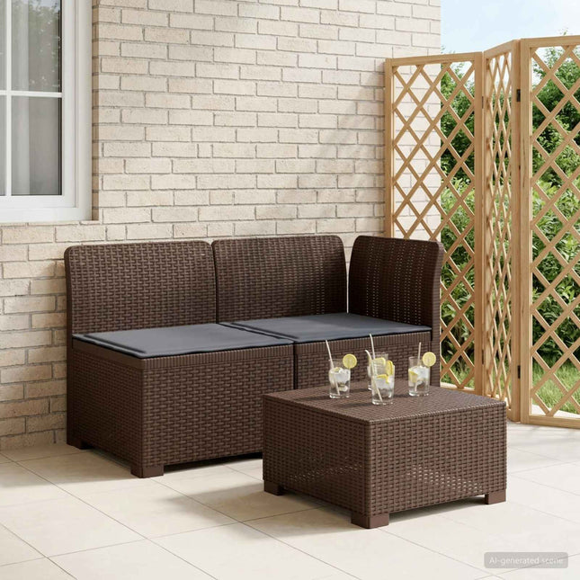 2-personers Havemøbelsofa med Pudefyld Rattan Look PP Brun