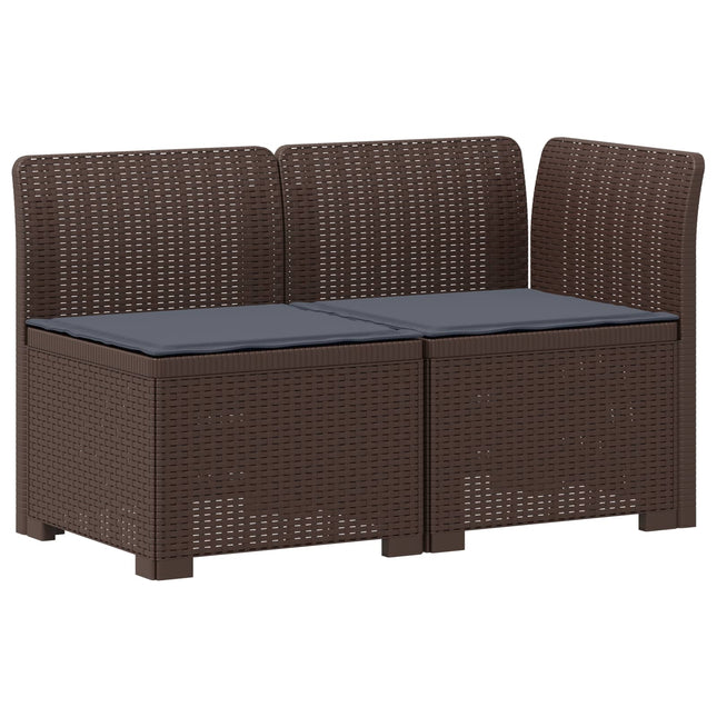 2-personers Havemøbelsofa med Pudefyld Rattan Look PP Brun