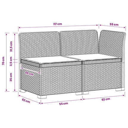 2-personers Havemøbelsofa med Pudefyld Rattan Look PP Brun