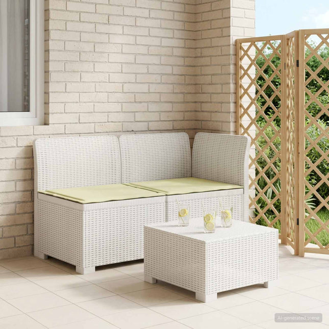 2-personers Havemøbelsofa med Pudefyld Rattan Look PP Hvid